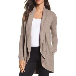 Barefoot Dreams Cozychic Lite Knit Cardigan In Tan Medium